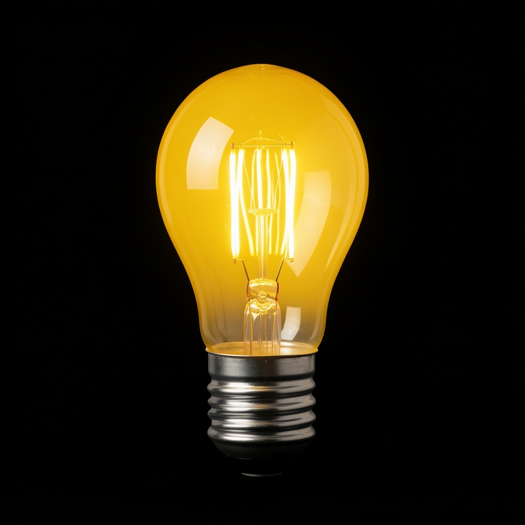 Yeelight Smart Bulb M2 pametna sijalica žute boje na crnoj pozadini