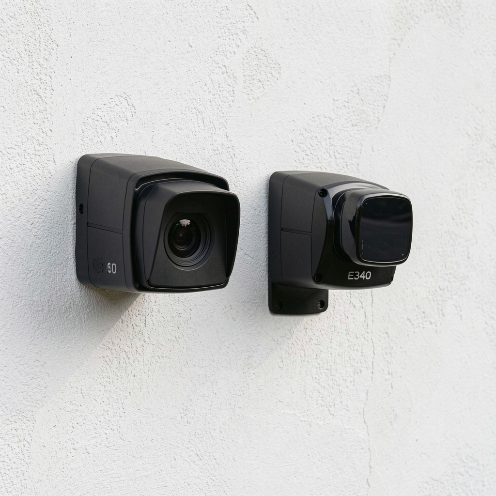 Eufy Security Video Doorbell Dual E340 sa dve kamere i solarnim punjačem na belom kućnom zidu